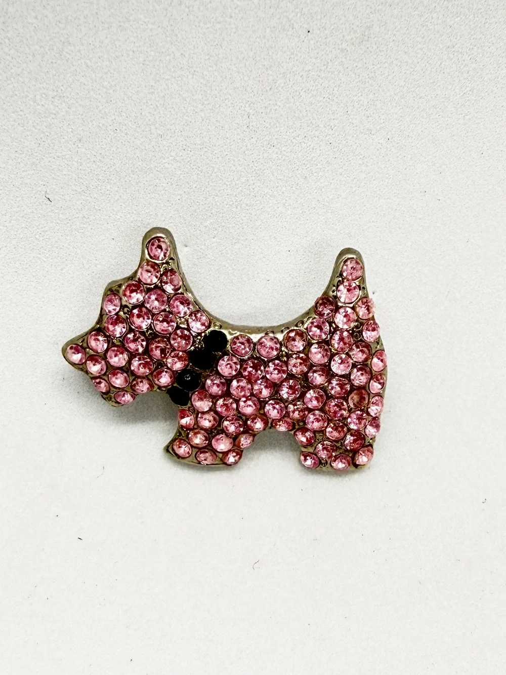 Scottie Dog Brooch Pink Rhinestone  Scottish Terrier Pin Kawaii Puppy Jewelry